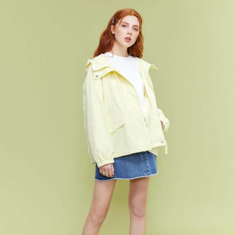 

Metersbonwe 2020 new spring brand jacket Casual fashion women' wear Hooded Cute playful student Short jacket Girls' tops, Eggshell blue