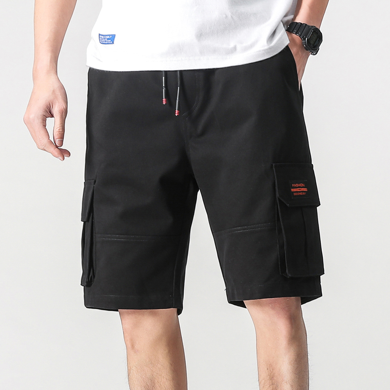 

ZhuZunZhe 2020 Cotton Hong Kong Style Men's Summer Casual Shorts Cotton Overalls Slim Fit Fashion Popular Multipocket, Black