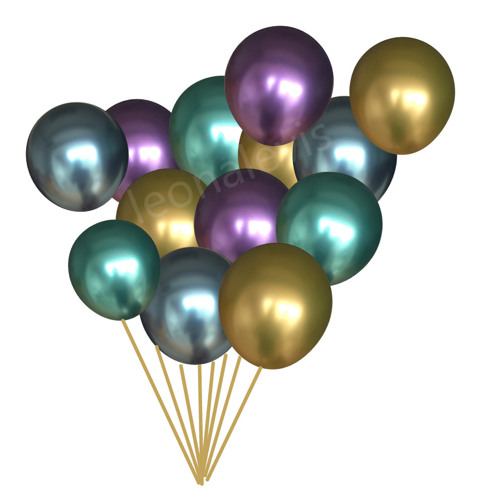 

50pcs 12 inch Chrome Metallic Round Latex Balloons Gold Silver Purple Wedding Market hotel Birthday Party decor Globos Inflatable Helium