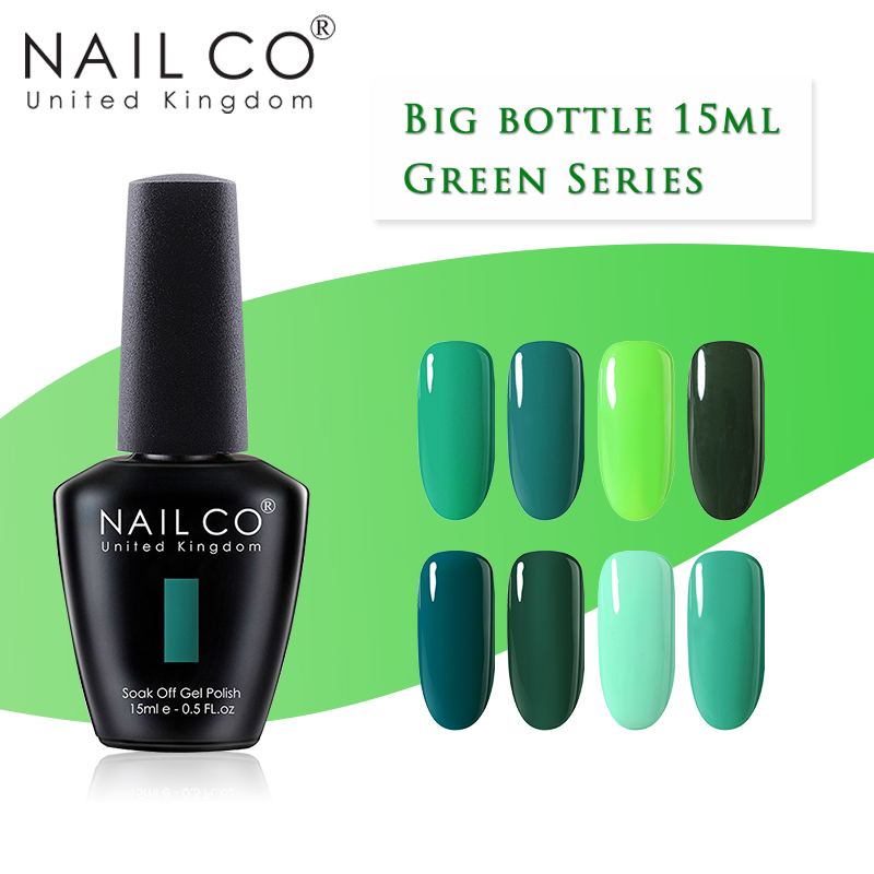 

NAILCO Green Series LED UV Gel Nail Polish Set Manicure Glitter Nail Art Decoration Makeup Gel Varnish Hybrid Soak Off For Gift, 1594