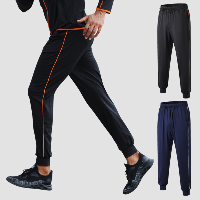 

New Winter Mens Sports Long Pants Autumn Outdoor Fitness Running Trainning Pants High Elastic Tunic Trousers EU Size XXL, Navy-red