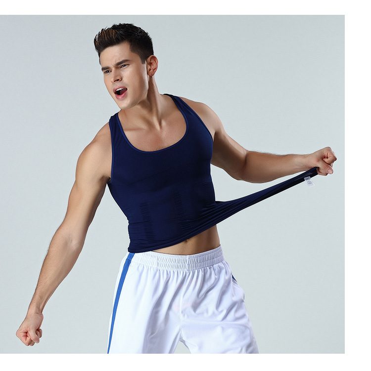 

2020 Men Slimming Body Shaper Tummy Shaper Vest Slimming Underwear Corset Waist Waist Cincher Men Bodysuit Summer New, Black