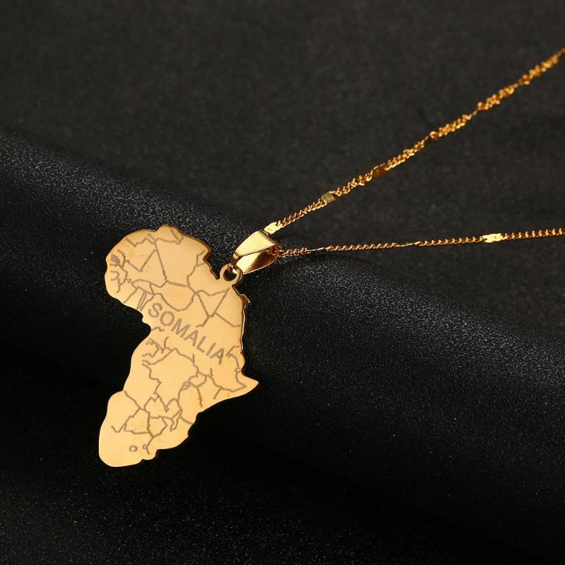 

Stainless Steel Africa Map With Somalia Pendant Necklaces Gold Color African Maps Jewelry