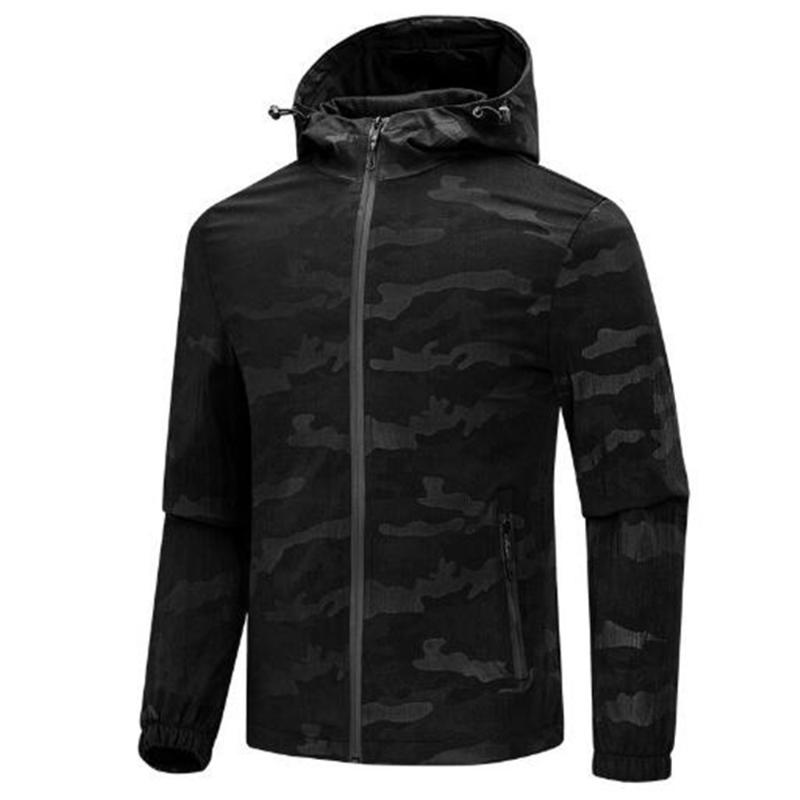 

2020 spring and autumn new men' hooded sports casual windbreaker thin jacket coat, Black
