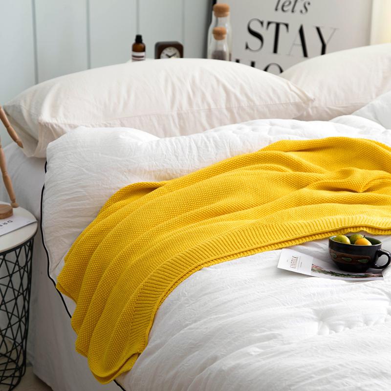 

Nordic Sofa Blanket Office Nap Shawl Yellow Blanket Knitted Cotton Leisure Air Conditioning Blankets for Beds 150*200cm