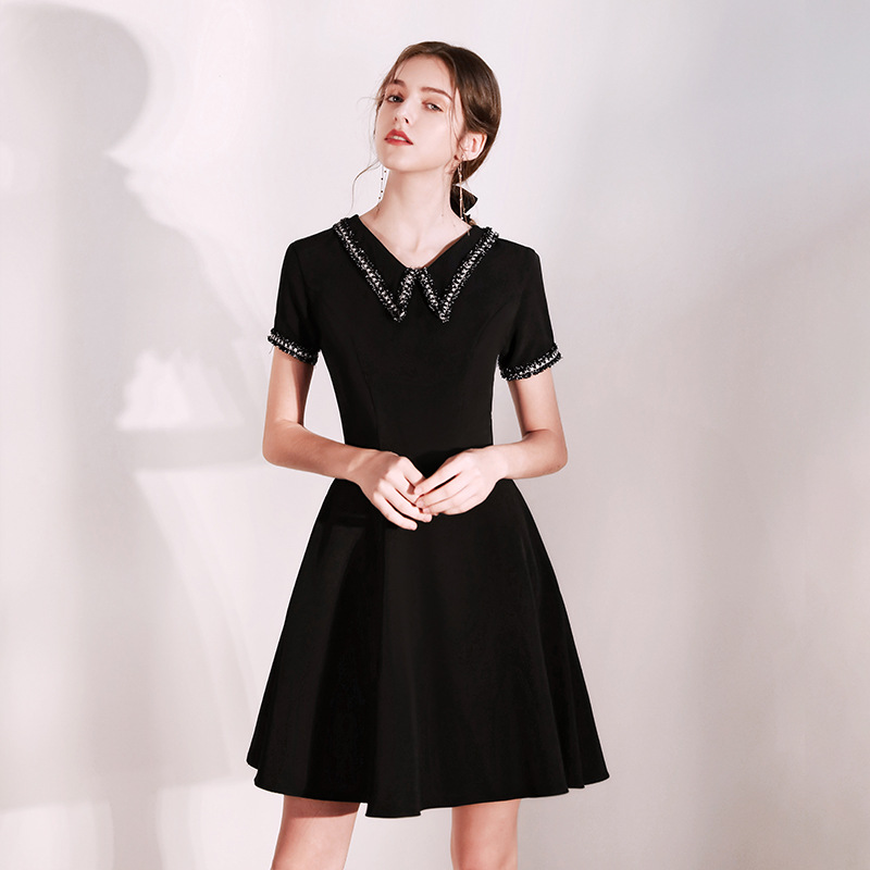 

Banquet Evening Dress Female 2020 New Summer Fashion Daily Wear Short Dress Black
