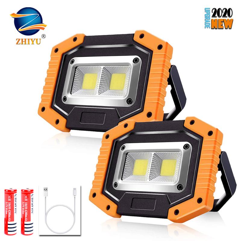 

Portable LED Work Lights,ZHIYU Rechargeable COB Work Light Waterproof LED Flood Light with Stand Built-in Power Bank Site