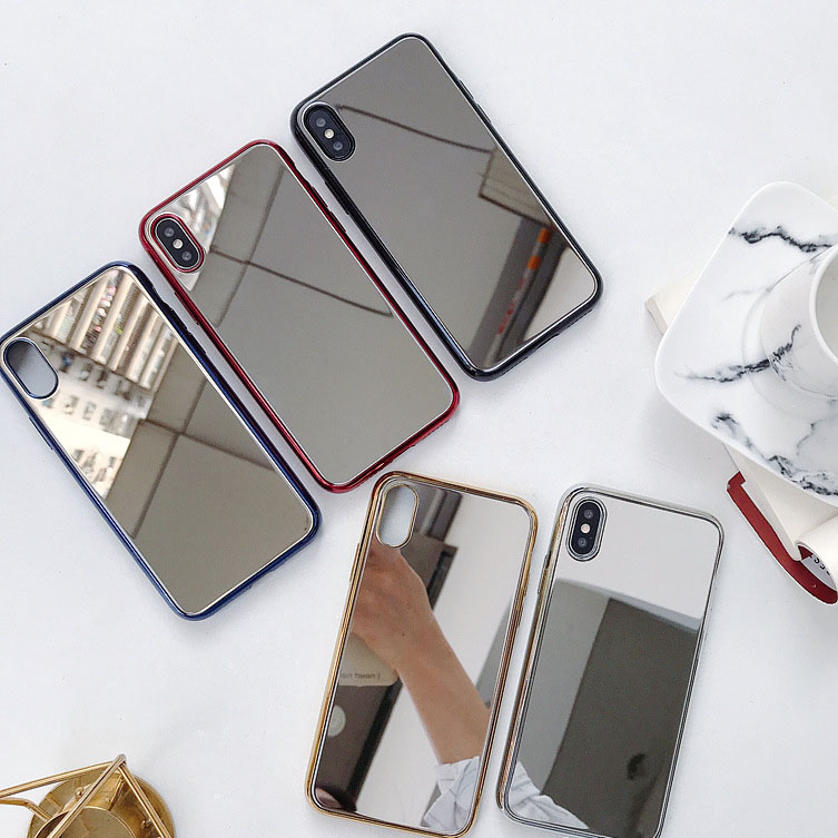 

Girls Makeup Plating Mirror Tpu Phone Case Cover For Iphone 6 7 8 X xr Max Shockproof, Mix colors