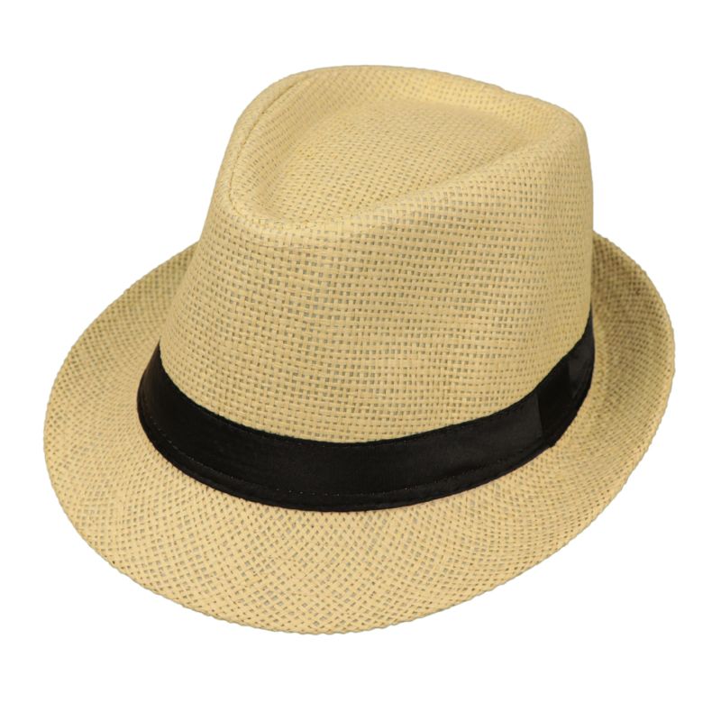 

Children Kids Summer Beach Straw Hat Jazz Panama Trilby Fedora Hat Gangster Cap Outdoor Breathable Hats Girls Boys Sunhat XXFE