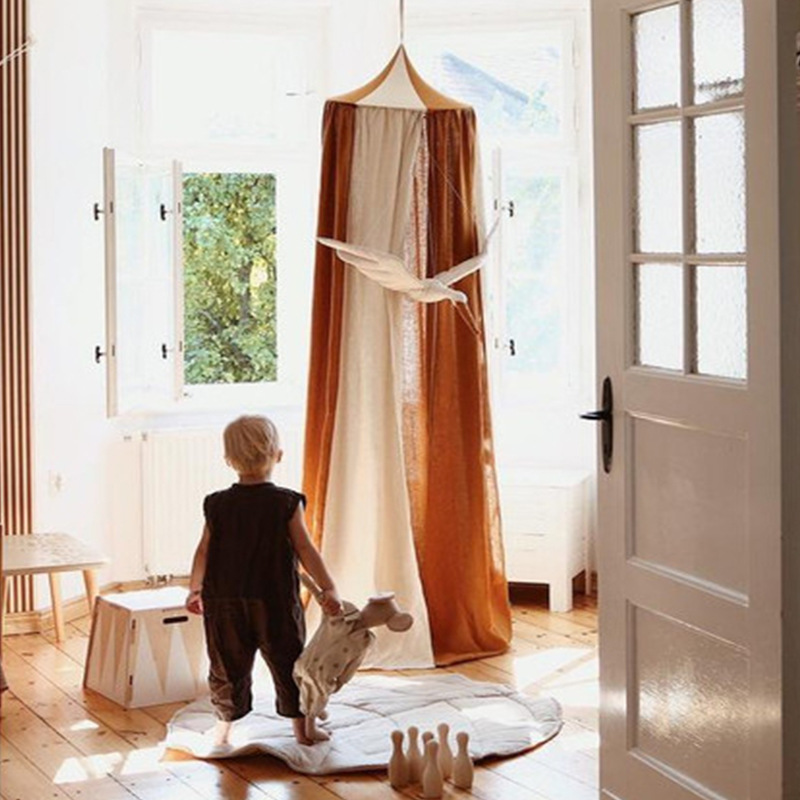 

Nordic Cotton Canopy Bed Curtains Kids Bed Room Crib Canopy Mosquito Net Curtain Hanging Baby Bedding Dome Tent Decor