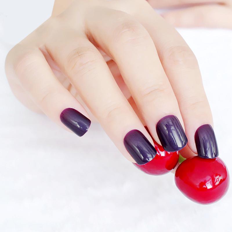 

Short False Fingernails For Design Bright Dark Purple Artificial Fake Nails DIY Full Cover Tips Manicure Tool, 363s