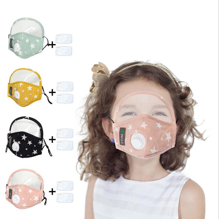 

Kids Star Printed Masks Full Face Mouth Cover With Breath Valve Children Outdoor Protective Masks With 2Pcs PM2.5 Filter Pads CGY359