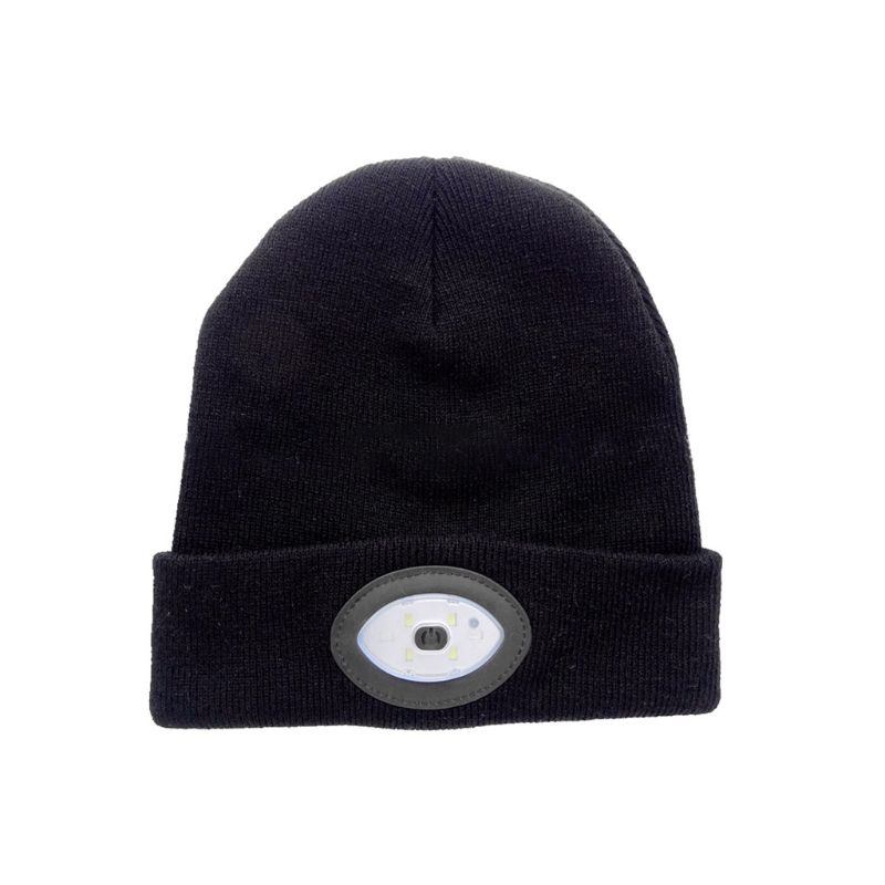 

LED Head Light Unisex Beanie Hat Rechargeable USB Knitted Winter Warm Sports Knit Cycling cap, Pk