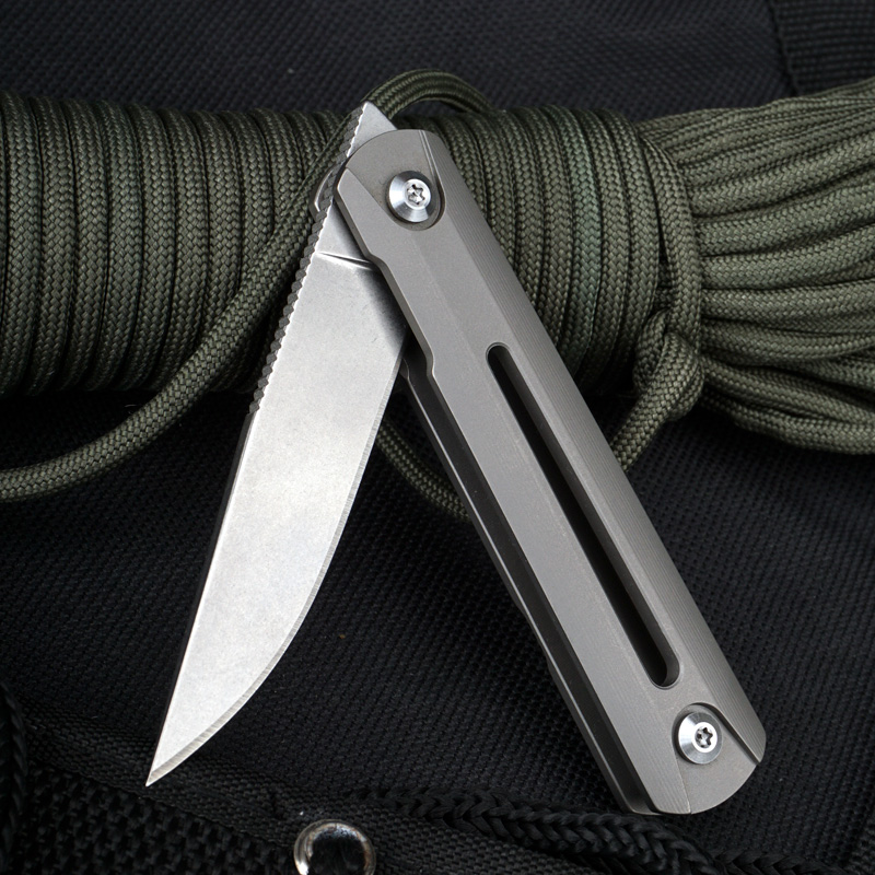 

Outdoor Small Pocket Knife D2 Steel Mini Folding Knives Titanium Alloy Handle EDC Survival camping fishing rescue tools sharp