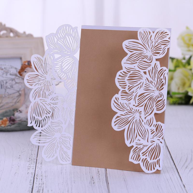 

110 PCS Lace Laser Cut Wedding Invitations Cards Elegant Floral Paper Invites for Marriage Birthdays baby shower invite friends