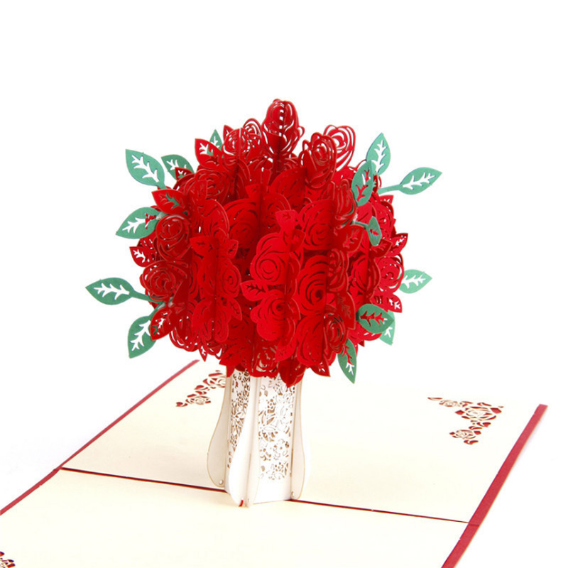 

3D Flower Greeting Cards Up Cards White Envelope Postcards Birthday Gift Event Party Christmas Invitations
