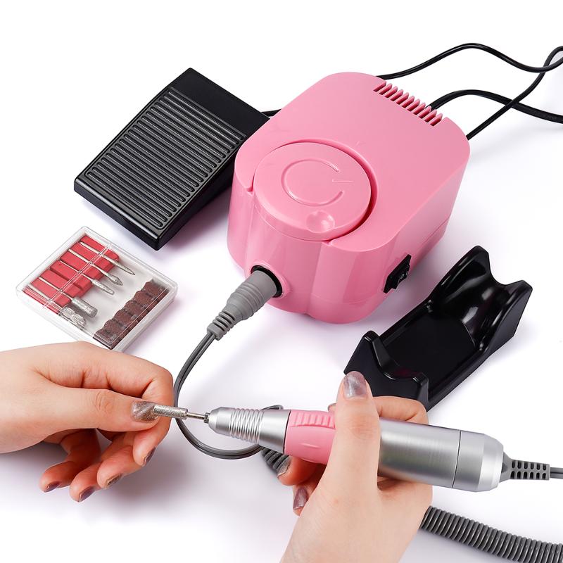 

65W 35000RPM Electric Nail Drill Manicure Machine Set for Nail Pedicure Machine Fingernail Drill Equipment Manicure Tools Pink