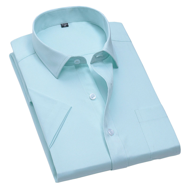 

Summer Men's Short Sleeve Dress Shirt Business Solid Color Twill Fashion Formal Regular Fit With Pocket Men Smart Casual Shirts, Solid pink k-13
