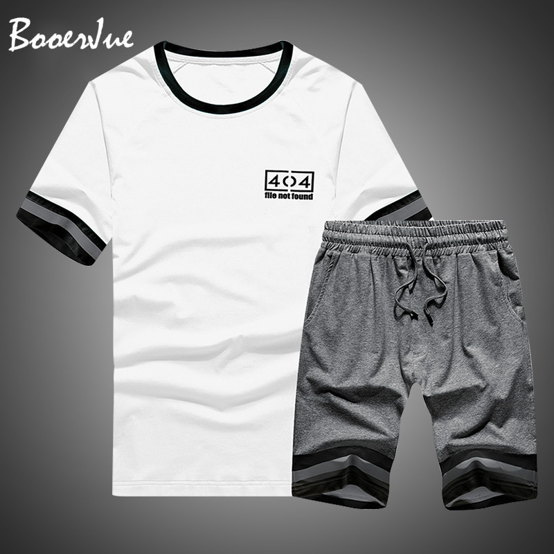 

Summer Men Set Tracksuits Casual Sportswear Clothes Men Tracksuit 2PC Short Tshirts + Shorts Sets Track Sweat Suits Outfit, Black tz39