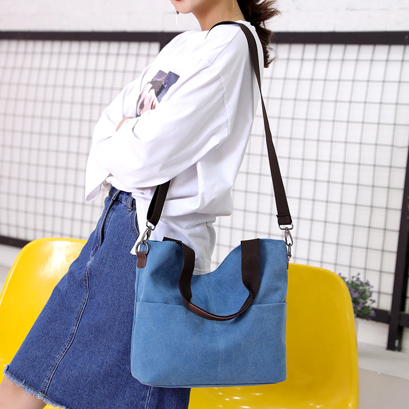 

Fashion Washed Canvas High Capacity Soft Breathable Women Shoulder Bags Outdoor Travel Sundries Zipper Storage Backpack, Black