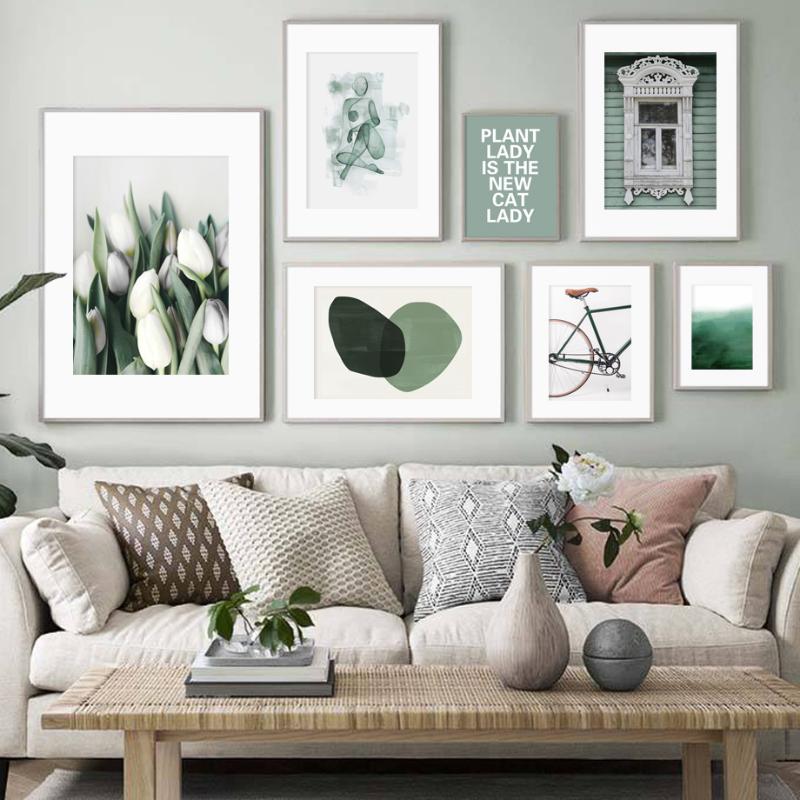 

Lily Abstract Geometric Green Nature Wall Art Canvas Painting Nordic Posters And Prints Art Wall Pictures For Living Room Decor