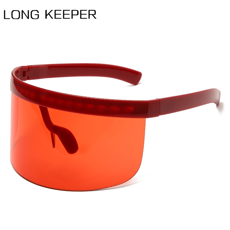 

LongKeeper 2020 Oversize Shield Visor Sunglasses Men Women One Peice UV400 Flat Top Sun Glasses Men Windproof Goggle Eyewear