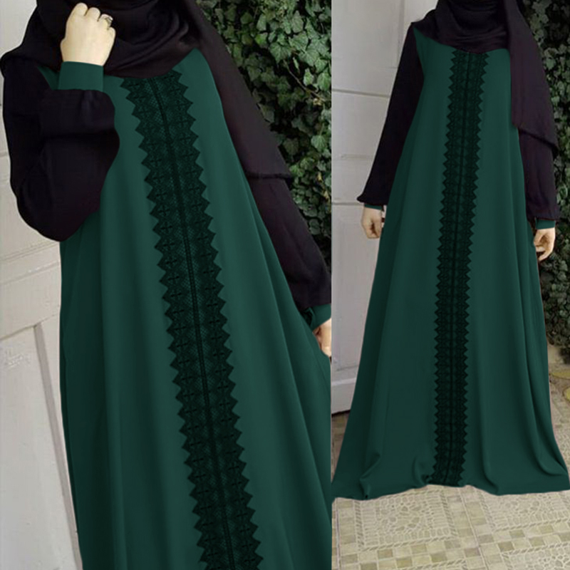 

2020 New Women' Fashion Muslim Dress Loose Clothing Elegant Dubai Plain Abaya Turkey Dress Hijab Clothing Islam African Dresses, Blue