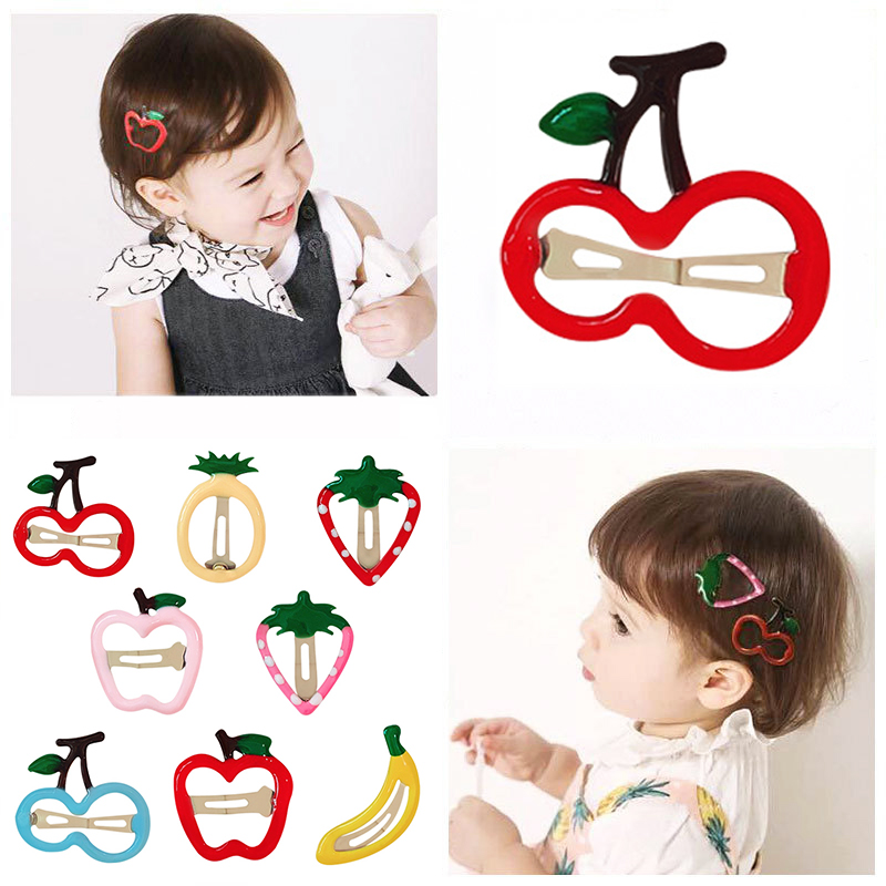 

Fruit Baby Hair Clips Set For Women Girls Hair Accessories Kids Cartoon Hairpin Children Barrette Pineapple Side BB Clip, Red strawberry