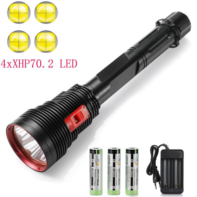 

Super Bright 4 x XHP70.2 Diving IPX8 Scuba Lights 200M Underwater LED Torch Submersible lamp for Under Water Sports