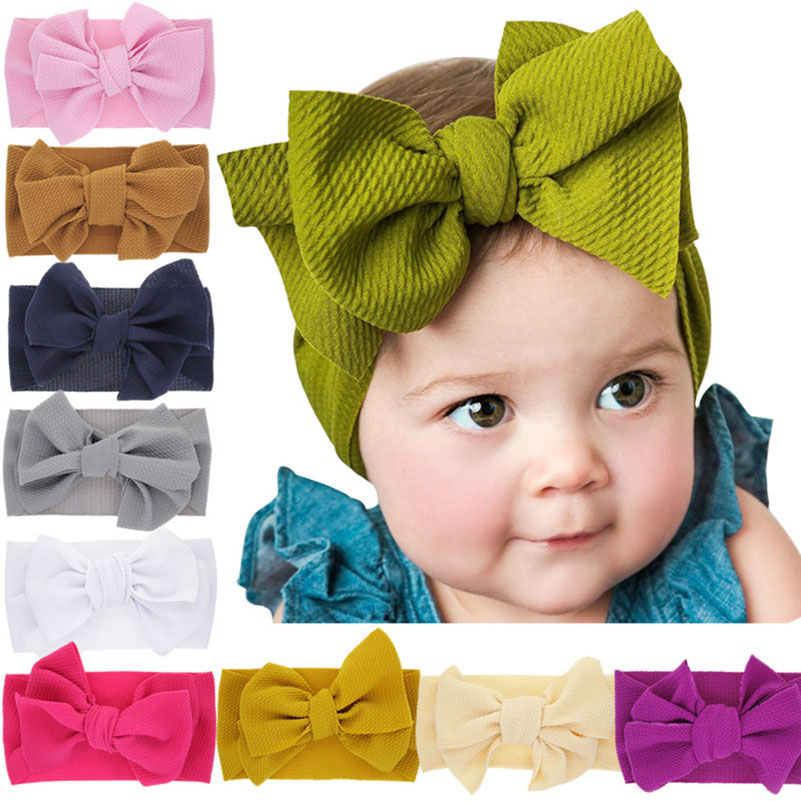 

Cute Big Bow Hairband baby children bow knot headbands Wide Elastic knot hair bands baby hoods Toddler Baby Hair Accessories drop ship, Silver