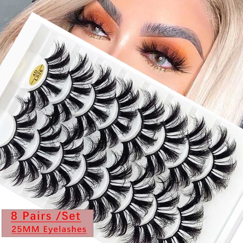 

AY 8 Pairs 25 mm Mink Eyelashes Visofree lashes Mink lashes Woman Makeup Tools Eyelash Vendor 25mm Wholesale