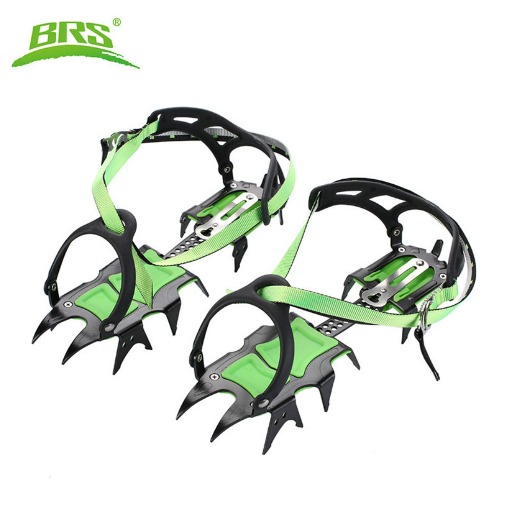 BRS Professional 14 Teeth Crampons Snow Non-slip Boot Shoe Cover Manganese Steel Strap-on Ice Gripper for Outdoor Skiing Hiking Climbing-image-558528696
