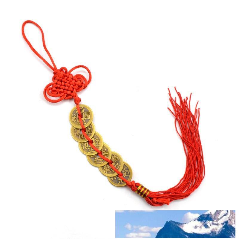 

Red Chinese knot FENG SHUI Set Of 6 Lucky Charm Ancient Coins Prosperity Protection Good Fortune Home Car Decor