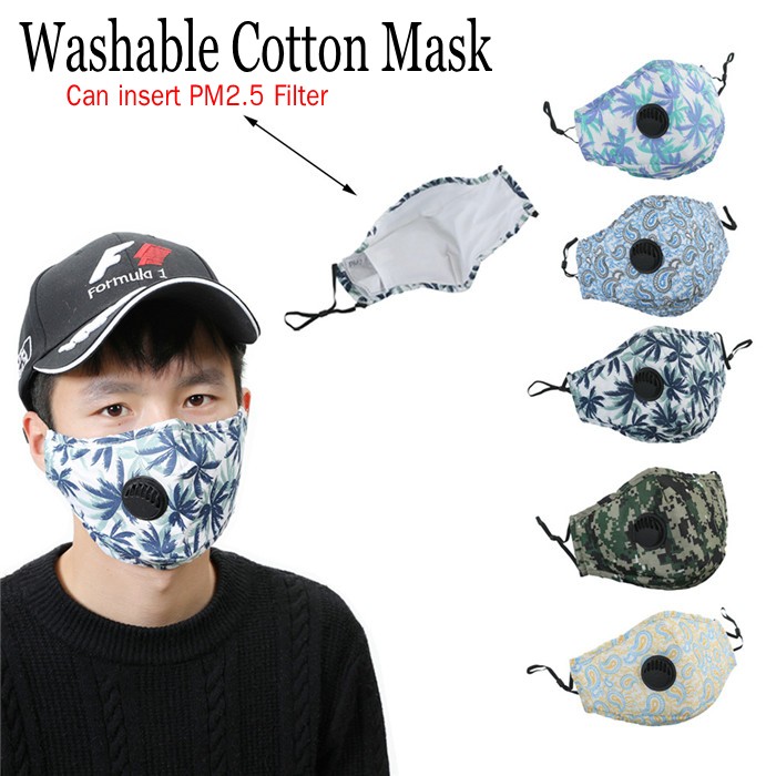 

DHL Shipping New Cotton Face Mask With Breathing Value Printed Cartoon Unisex Adult Fabric Cloth Mask Dustproof Outdoor Comfortable FY9040