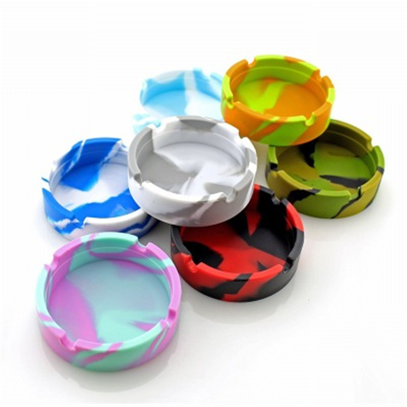 Amazing functional silicone soft glass hookah round ashtray luminous shockproof colorful-image-563175165