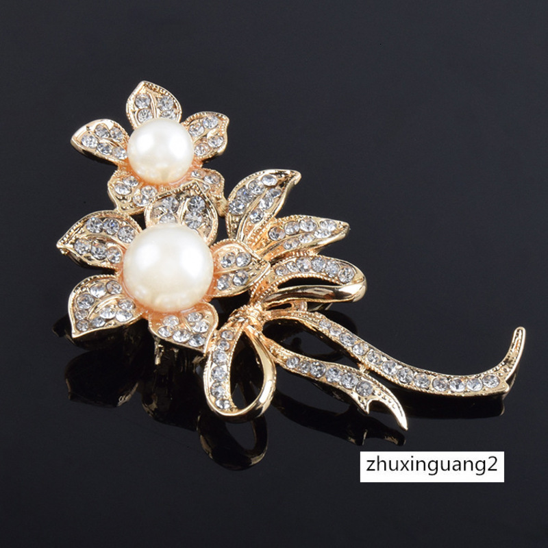 Pearl Leafy Brooch Broach Pin Large Vintage Alloy Rhinestone Diamante Wedding UK