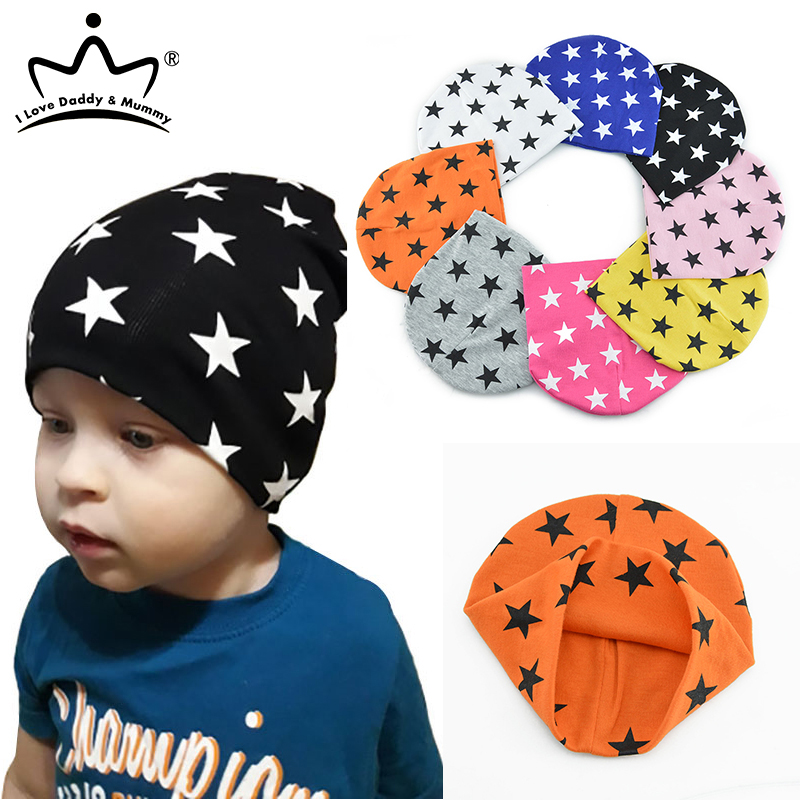 

Baby Hat Cotton Star Printing Caps For Baby Boy Girl Beanie Autumn Winter Warm Children Hats, White
