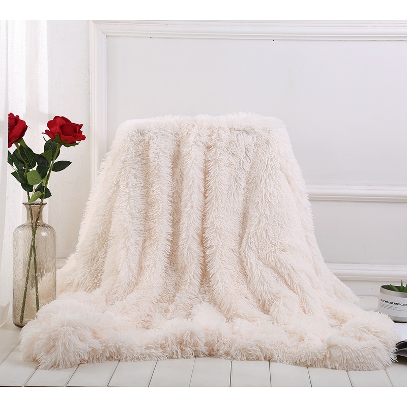 

Hot Sale Soft Shaggy Faux Fur Blankehrow Coral Fleece Plush Decorative Blanket