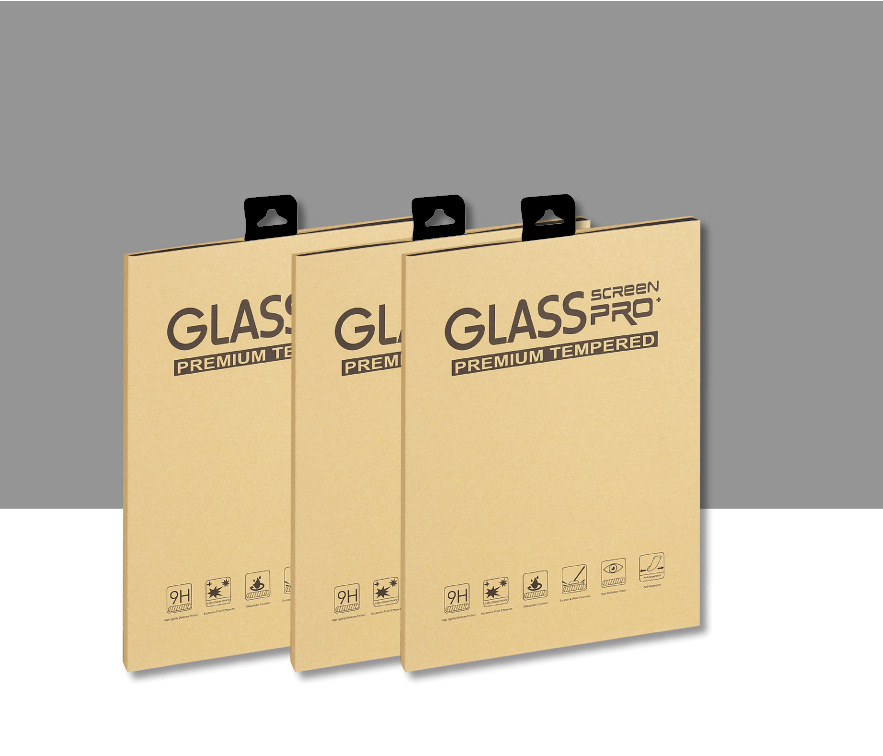 

DHL 500pcs/lot Wholesale with hanger colorful Kraft Paper Packaging BOX Package For iPhone Samsung Tempered Glass Screen Protector