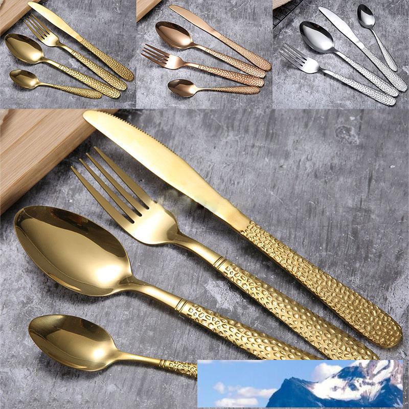 

Stainless Steel Gold Dinnerware Set Spoon Fork Knife Flatware Sets Dinner Steak Soup Coffee ice Cream Spoon Kitchen Utensil
