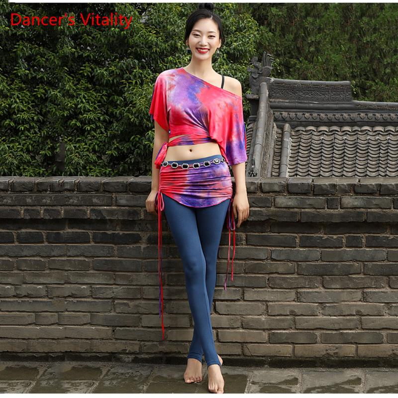 

Women Autumn Winter Haft-Sleeved Dance Costume New Belly Dance Practice Clothing Oriental Skirt Sexy Pants Set, Red