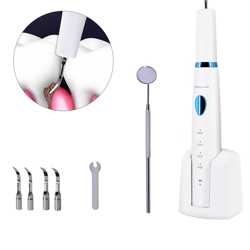 

DIY Waterless Tooth Whitening Scaler Ultrasound Vibration One-Key 3-Gear Working Effective Plaque Remover Stains Tartar Scraper Wireless Cha