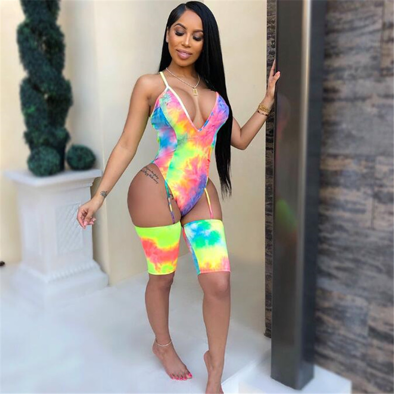 

New Streetwear bodycon jumpsuit women rompers womens tie dye jumpsuits body woman jumpsuit overalls backless bodysuit sexy tops, As pic