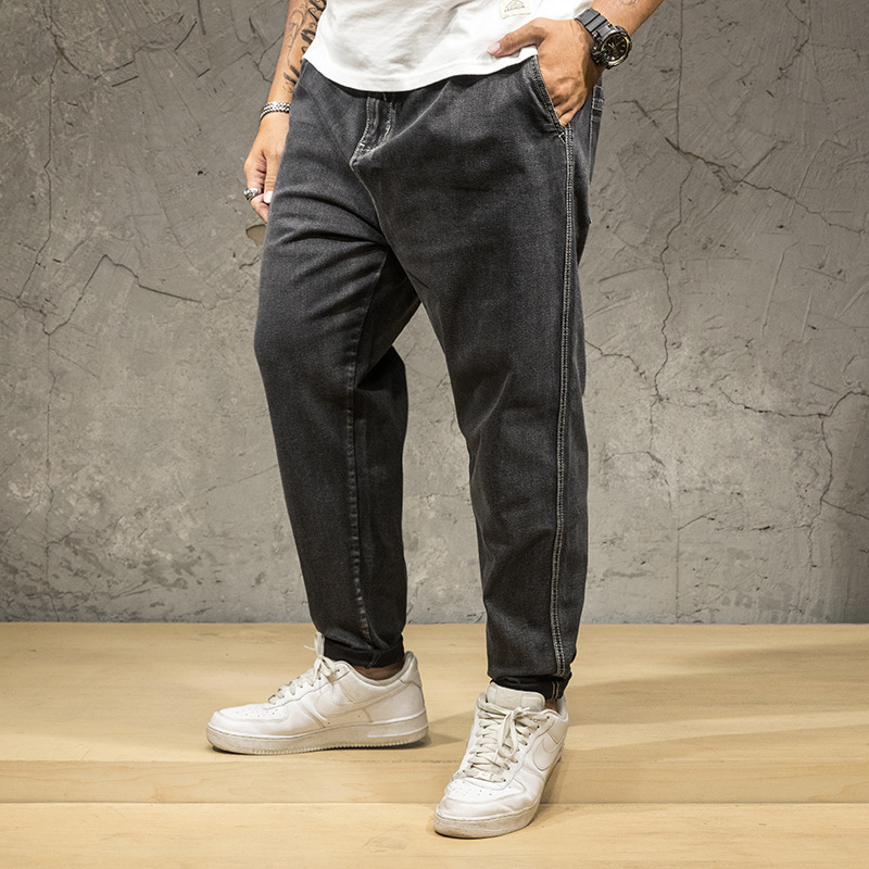 

Mens Wide Leg Hip Hop Baggy Jeans Men Streetwear Bell Bottom Denim Pants for Men Loose Straight Fit Jeans Homme Blue 46 7XL, Yf-b207