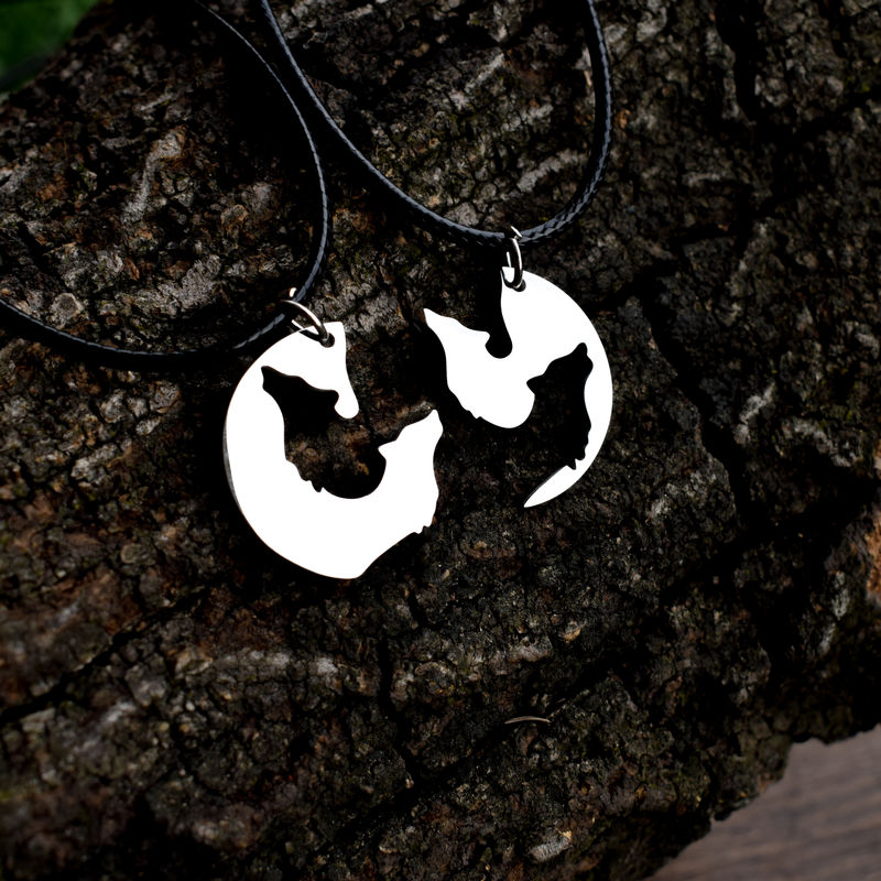 

SanLan stainless steel celtics ying yang wolf necklace gift for couple