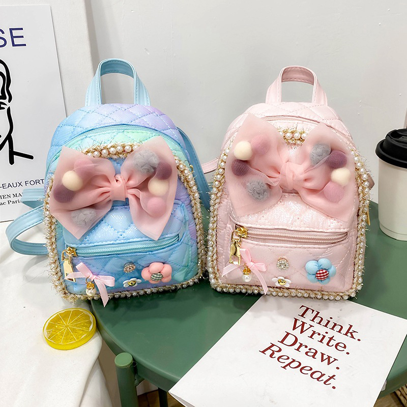 

Kids Bowknot Backpack Chlidren Girls Cute Flower Bow Shoulders Bag Cute Princess Bows Casual Travel Mini Girls Backpack, White