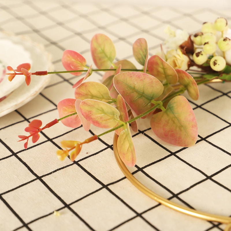 

Iron Art Simulation Eucalyptus Wall Hanging Wreath Halloween Thanksgiving Christmas Decorative Wreath