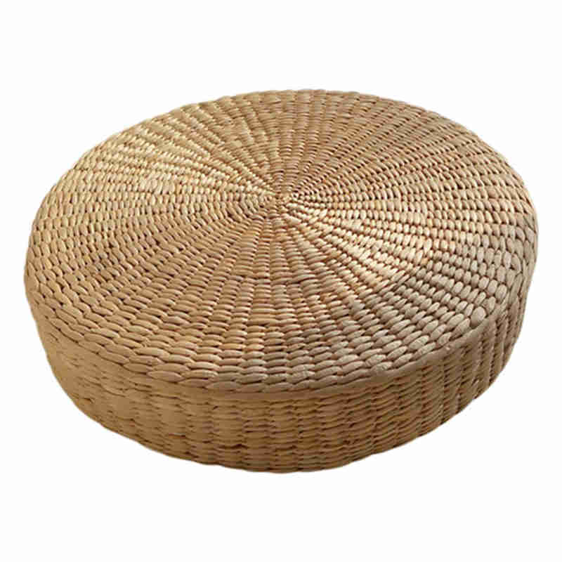 

40cm Cushion Round Straw Weave Handmade Pillow Floor Yoga Chair Seat Mat, Red