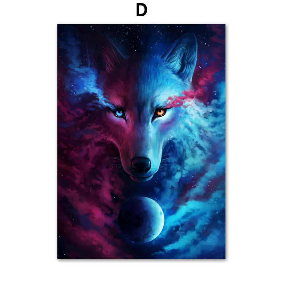 Compre Resumen Leon Animal Del Buho Lobo Galaxy Pared Del Arte De La Lona De Pintura Nordicos Carteles Y Habitaciones Prints Pared Cuadros Para Estar Decoracion A 7 4 Del Zuihangyuan1