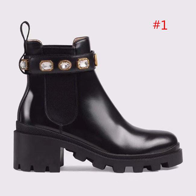 

Boots High Quality Womens Leather Shoes Lace Up Ribbon Belt Buckle Ankle Boots Factory Direct Female Rough Heel Round Head Size:35-42, #2
